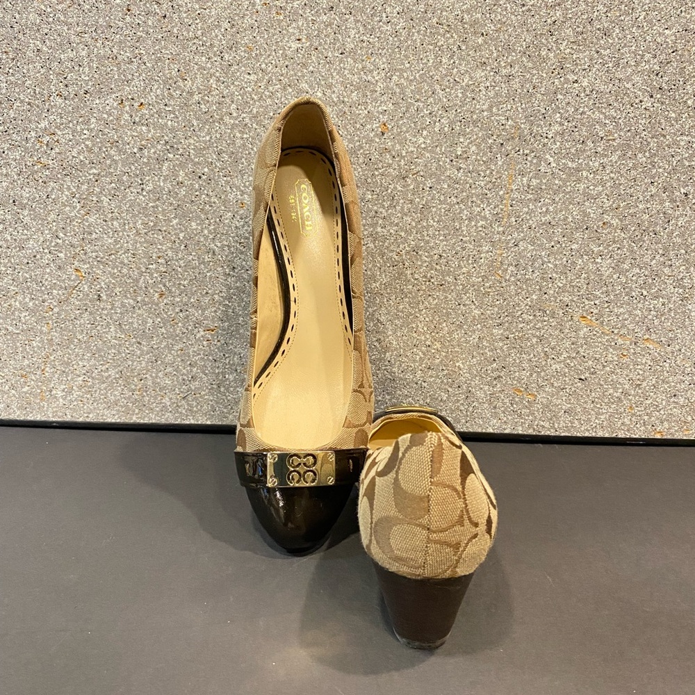 Coach Women's Brown and Tan Wedge Heels - Picture 4 of 11